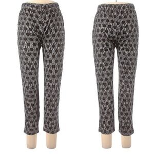 Symple NYC Black White Print Stretch Knit Pants Womens Size Large‎